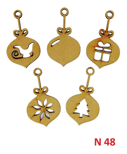 Alquimia Stamp Adornos Navidad Colgantes Pack 10 Unidades Fibrofácil 8cm 3