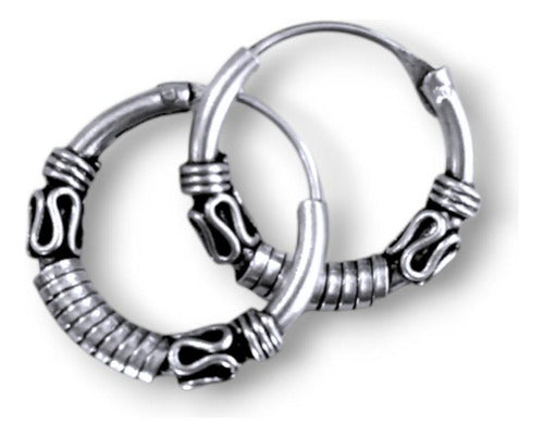 SWC Bali Silver 925 Hoop Earrings with Hinge Closure - Various Models 0