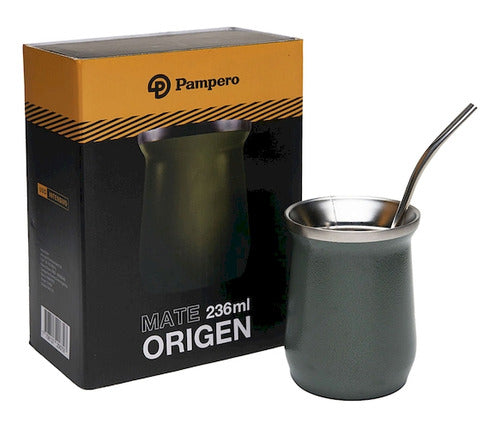 Pampero Mate De Acero Pampero Origen Verde Con Bombilla 2