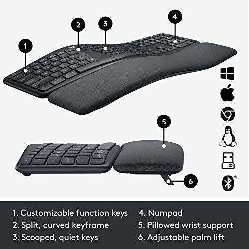 Teclado Ergonomico Inalambrico Logitech Ergo K860 Con Reposa 5