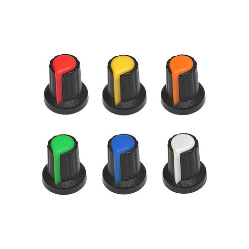 Pack of 6 Plastic Knob WH148 for 6mm Potentiometer - Assorted Colors 7