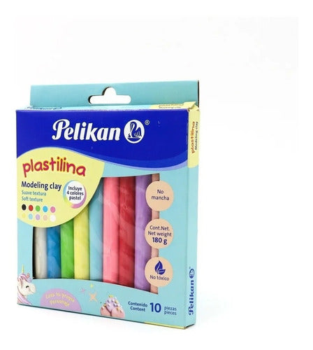 Plastilina Pelikan X 10 Colores (4 Pastel Y 6 Clasico) 1