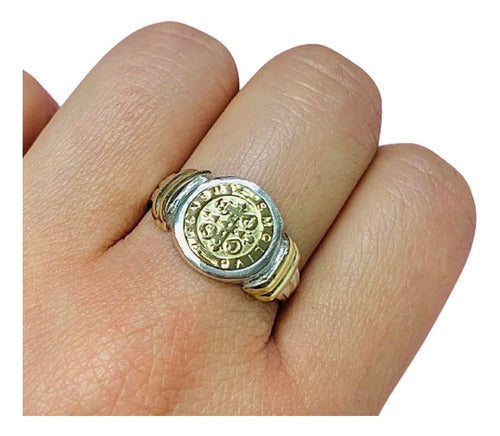 Round San Benito Ring in Silver and 18K Gold Unisex AO 083-9 0
