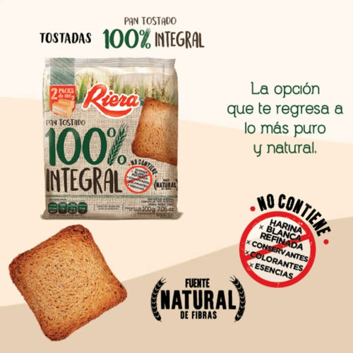 Riera 100% Whole Wheat Toasted Bread Fiber - Pack of 12 2