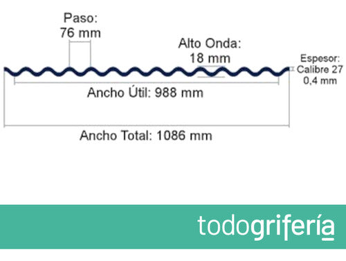 Chapa Canal Galvanizada C27 1,086 X 3.5 M 3