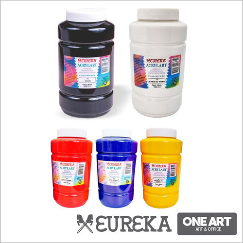 Eureka Acrylart Professional Acrylic Paint 1 Liter - White / Black 5