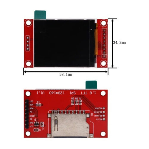 TZT 1.8 Inch TFT LCD Screen Module (for Arduino) 1