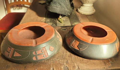 Ceramic Ashtrays with Andean Glazed Detail 1