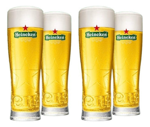 Heineken 4 Pinta Glasses 250 Ml + Champions League Mat 6