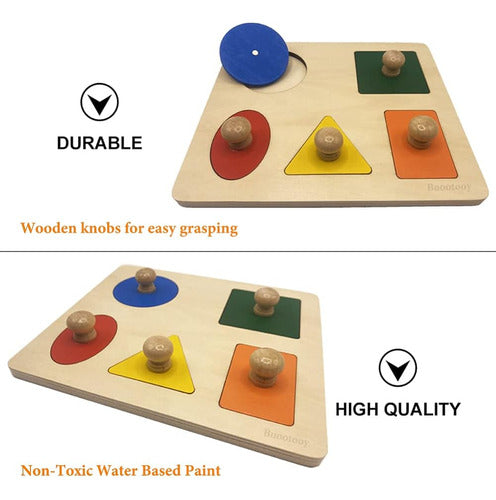 Montessori Multi Shape Wooden Puzzle Toy Baby Toddler First 1