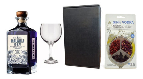 Malaria Gin Gift Set + Copa + Botanicals - Ayrescuyanos 0