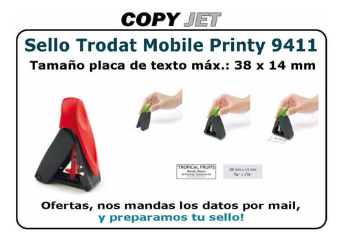 Trodat Pocket Mobile Printy 9411 With 3 Lines of Text 2