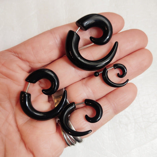 Acrylic Steel Spiral Fake Expander Horn Earrings Piercing 3-4 cm 18