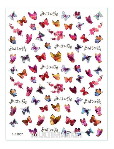 Self-Adhesive Nail Stickers - Butterflies - Nail Art 122