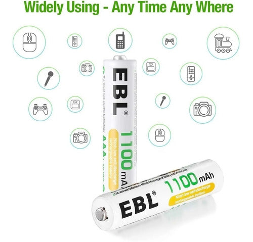 EBL Rechargeable AAA Ni-MH 1100mAh Batteries - Pack of 4 1