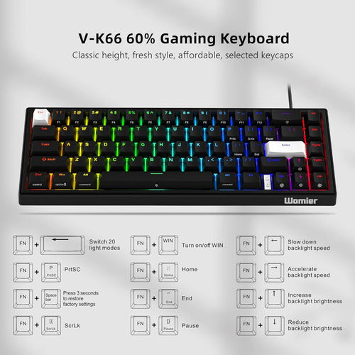 Teclado Mecánico Videojuegos Al 60% Negro Retroiluminado. 4