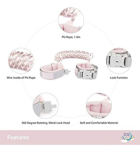 Dream On Me Anti-Loss Wrist Link with Lock and Key in Pink 1