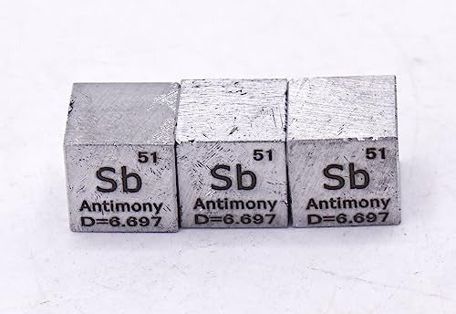 10mm Antimony Metal Cube with Periodic Table Element Engraving in Acrylic Box 3