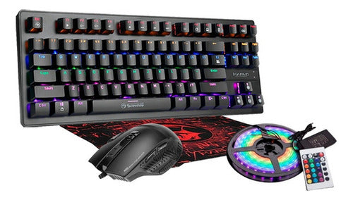 Combo Gamer Teclado Mecanico Mouse Y Tira Led Rgb Mem 3 Css 0