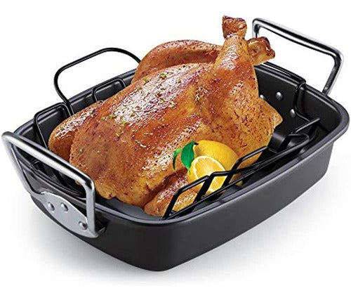 Cook N Home Non-Stick Roaster with Rack, 17x13-Inches 0