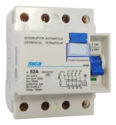 SICA 4x63 4Pole 63A Differential Circuit Breaker 0