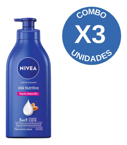 Combo x3 Nivea Nutritive Milk Cream for Extra Dry Skin 625ml 1