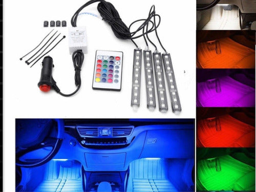 Kit Luces Led Interior Rítmicas Rgb Con Control Remoto 12v 0