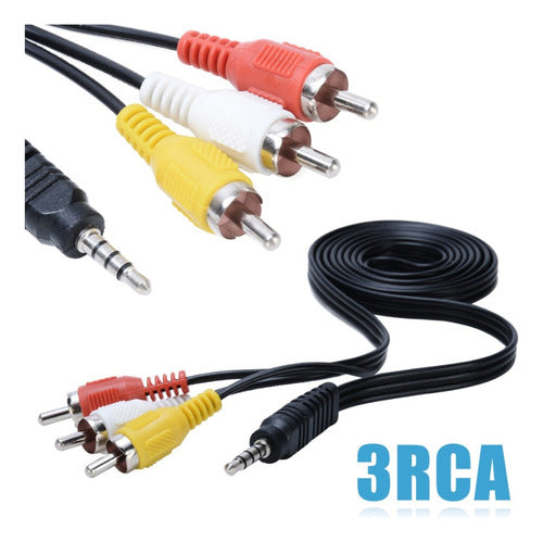 Cable Mini Plug 3.5 Mm A 3 Rca Audio /video Stereo 1.40mts 2