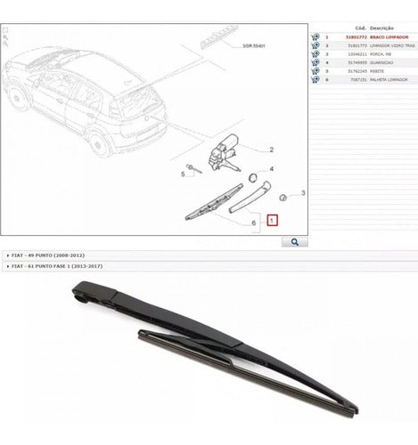 Braço Limpador Traseiro Palheta Fiat Punto T-jet 08-16 7