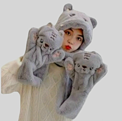 Kawai 3-in-1 Scarf with Hood and Gloves 7