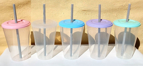 20-Pack Large 420cc Transparent Conical Glass with Lid and Reusable Straw Souvenir 5
