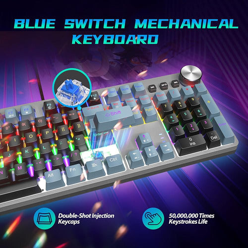 Teclado Mecánico Para Juegos, Teclado Rgb Retroiluminado De 1