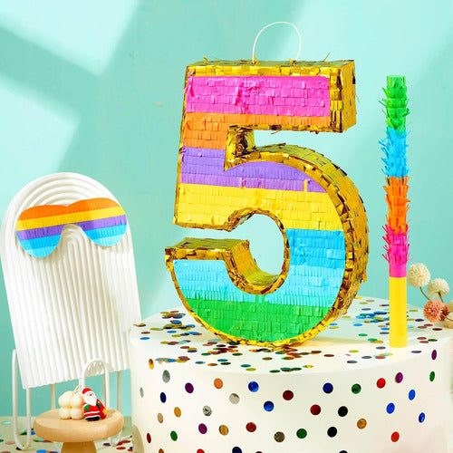 MUWOOB Rainbow Piñata for Kids Party, 42 X 29 X 7 Cm 4