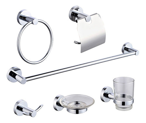 Set Para Baño Toallero Jabonera Rollo Ph Innova  6 Pcs Vaso 0