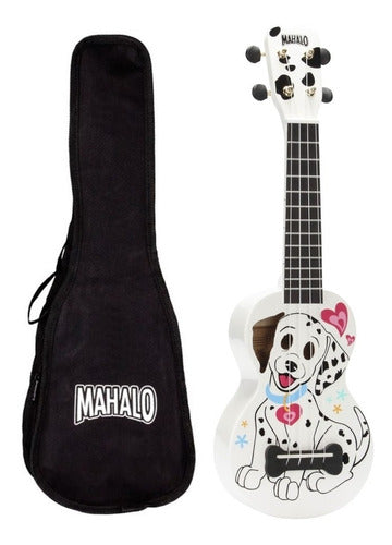 Mahalo Ukulele Ma1dwt Dalmata Soprano White with Case 0