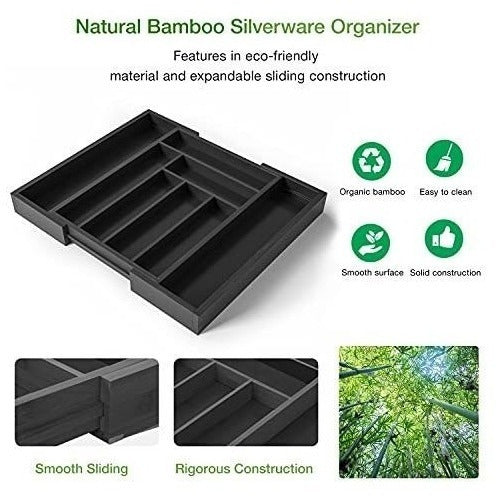 Organizador De Cajon Expandible De Bambu Para Utensilios 1