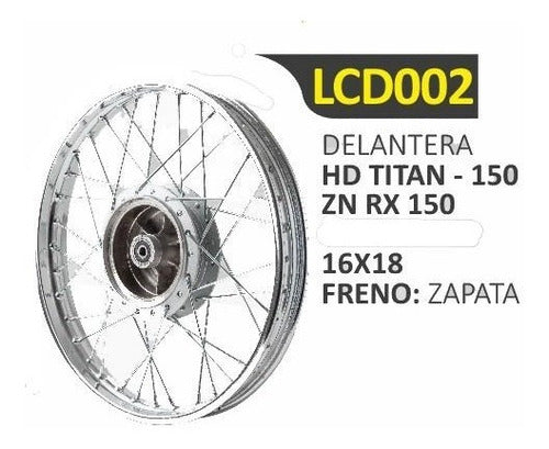 Llanta Delantera Rayo Completa Titan 150 Rx Hunter Zv Cg 150 0