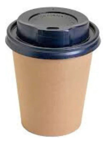 ARPACK Wood Color Poly Paper Cup 6 Oz with Lid - Pack of 100 0