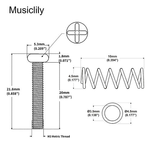 ~? Musiclily Pro Metric M3x20mm Steel Saddle Intonation Scre 1