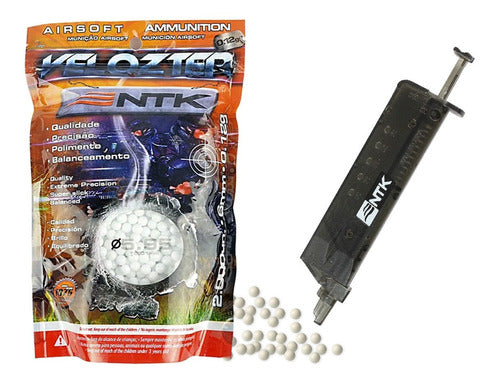 Carregador Rápido Magazine Airsoft Loader + 2000 Bbs 0.12g 0