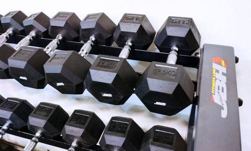 Fixed Hexagonal Rubber Coated Dumbbell 12.5 Kg JBH 1