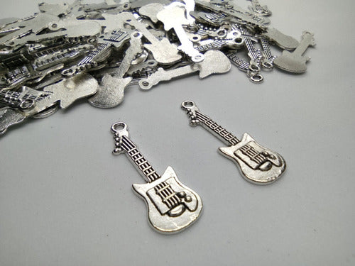 Set of 10 Metal Guitar Pendants - Jewelry Making Supplies 0