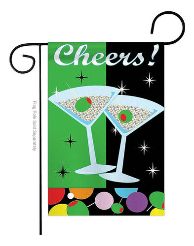 Breeze Decor Dos Grupo G165052-P2 Saludos Happy Hour & Bebidas Garden Flag 0