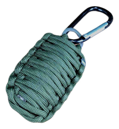 Chaveiro Camping Sobrevivência Com Paracord Mosquetão Verde 0