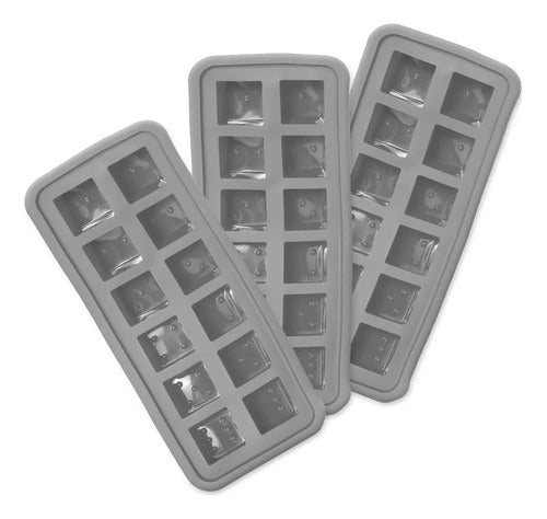 Cookstyle Silicone Ice Cube Tray Set x3 - 12 Cube Capacity - Perfect for Ice, Gelatin, Chocolate, and More 0