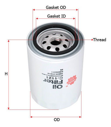 Sakura Oil Filter for Toyota Hilux V (2WD) 2.4 D Diesel 1988 to 1998 0