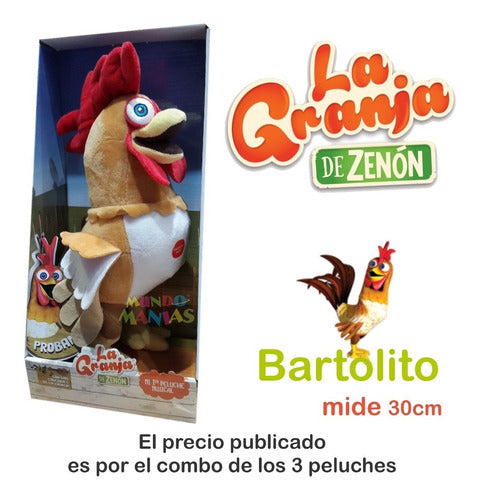 La Granja de Zenón Combo X3 Peluches Granja Zenon Percheron Bartolito Vaca Lola 1