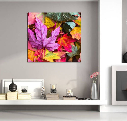 Decorative 20x20cm Autumn Leaves Plants Nature Life Canvas Print M1 0