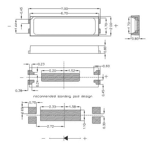 Kit of 50 LED V 7020 3V 0.5W TV Backlight 4