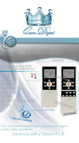 BGH Midea Longvie Alaska Air Conditioner Remote Control 1